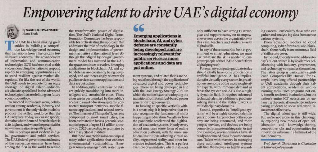 Empowering Talent to Drive UAEs Digital Economy by Prof. Sameh Ghwanmeh
